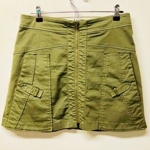 Olive Green A-Line Front-Zip Skirt
